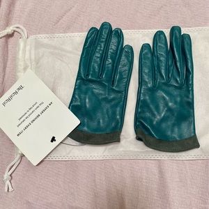 Carolina Herrera Turquoise Leather Driving Gloves